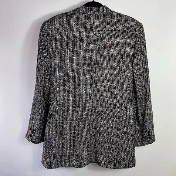 Lord & Taylor Vintage Women’s 100% Silk Black & White Tweed Blazer Jacket Sz 16 - Picture 8 of 9